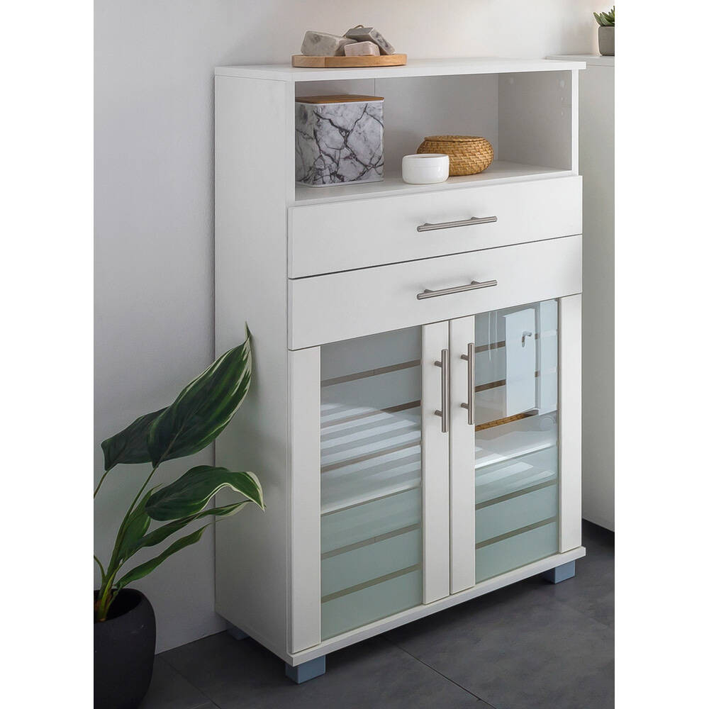 Highboard Badezimmer Noci-80 In Weiß, B/H/T: 59,8/110,5/32,6 Cm within Badezimmer Kommode Weiß