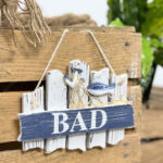 Holzschild "Bad" Blau Regarding Badezimmer Schild