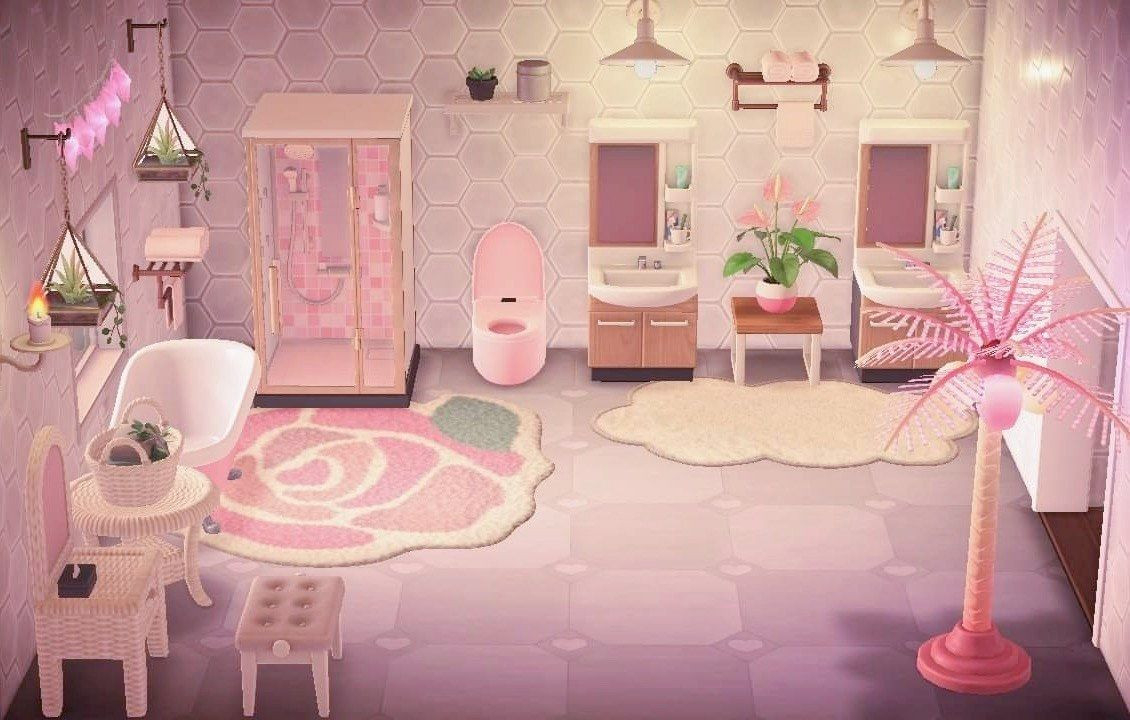 Pretty In Pink Bathroom | Animal Crossing, Animal Crossing 3Ds with Acnl Badezimmer